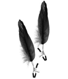 Pinces à seins pression réglable grande plume noire - CC5700700010